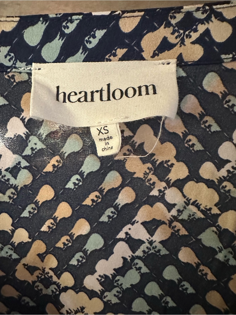 Heartloom Navy and Tan Geometric Wrap Blouse - Picture 3 of 7